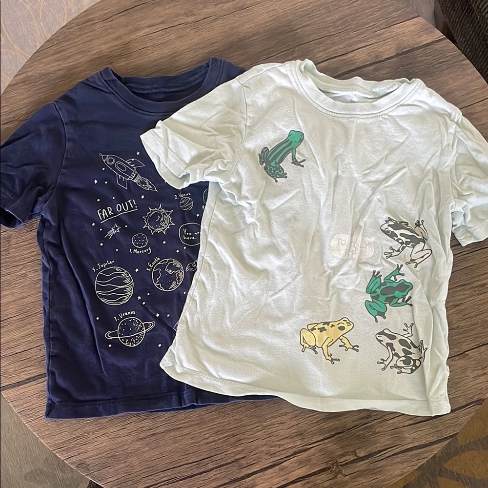 Kids' Space and Frog Themed T-Shirts - Blue and White